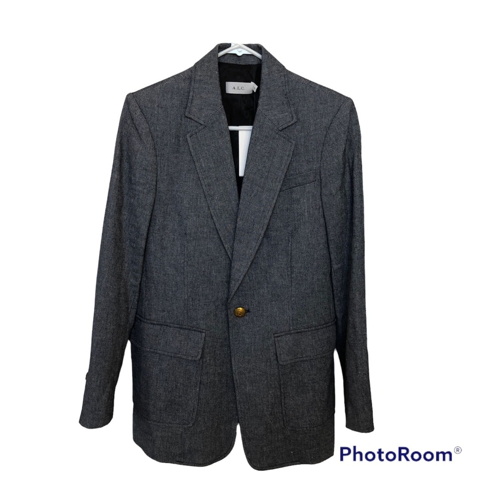 A.L.C. Cotton/Linen Blazer/Jacket Grey Single Button Size 6 - Picture 5 of 16